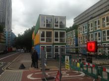 Shipping container hotel conversion